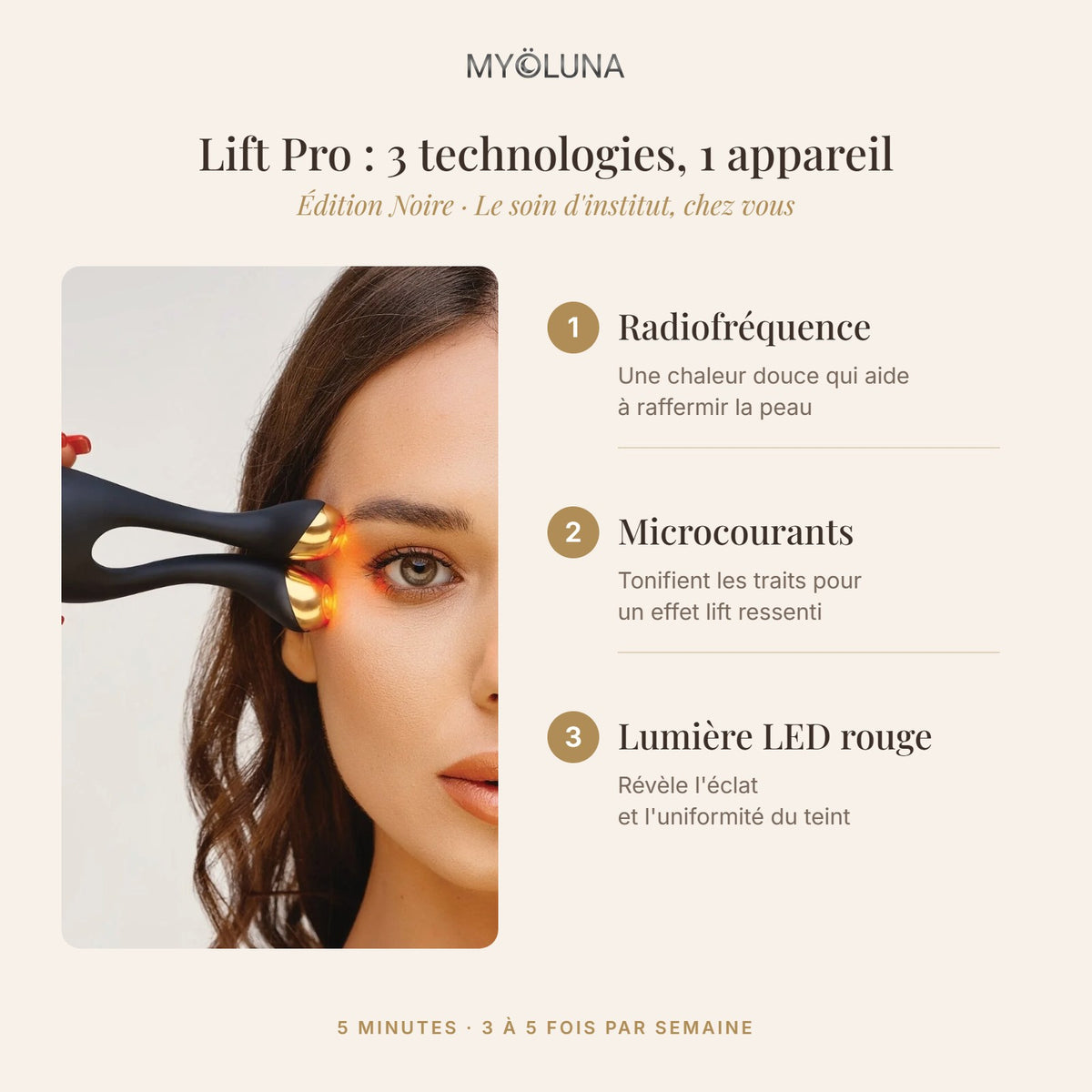 Lift Pro Édition Noire : radiofréquence, microcourants et LED rouge