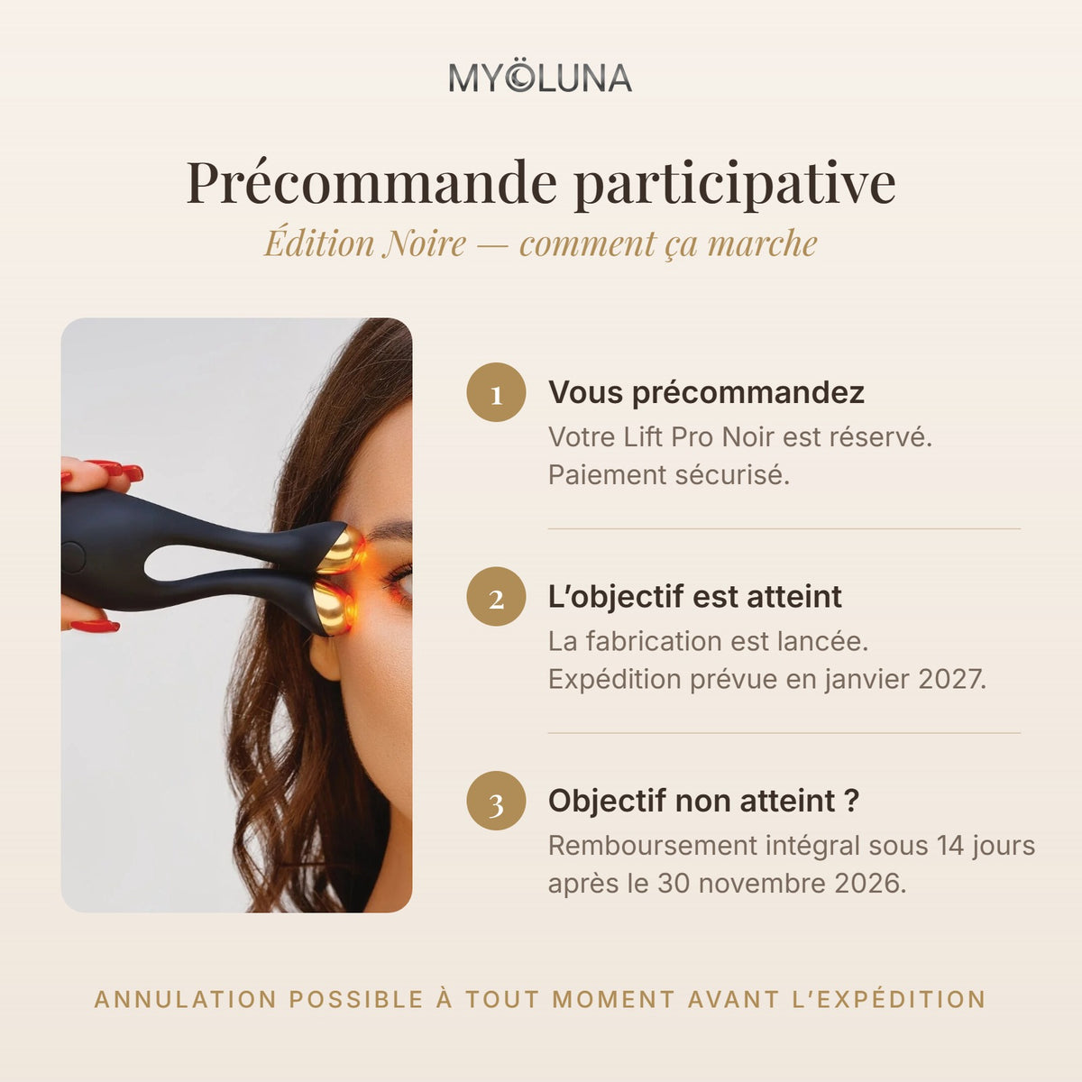 MYOLUNA Lift Pro Édition Noire — précommande participative : comment ça marche