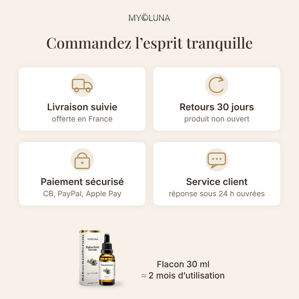 Livraison suivie offerte, retours 30 jours, paiement sécurisé